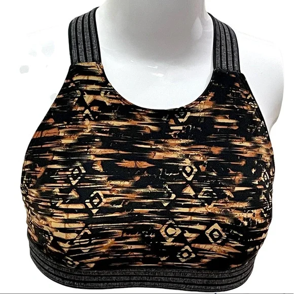 Free People Printed Practice Makes Perfect Active Bra Crossback Black Combo NWT - Picture 2 of 16